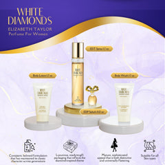 Elizabeth Taylor White Diamonds body lotion delivers luxurious hydration and a subtle floral scent.