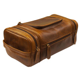 ELIZO Dopp Kit de cuero grande, exterior elegante para viajes.