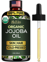 Ella & Eden aceite de jojoba en bote de vidrio, hidratación suave.