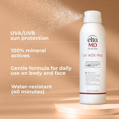 Óxido de zinc como protector mineral en EltaMD UV AOX Mist.