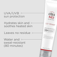 EltaMD UV Sheer utiliza óxido de zinc transparente para protección de piel.