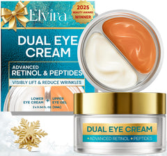 Elvira crema ojos dual, primer plano del tarro, promete una mirada más fresca