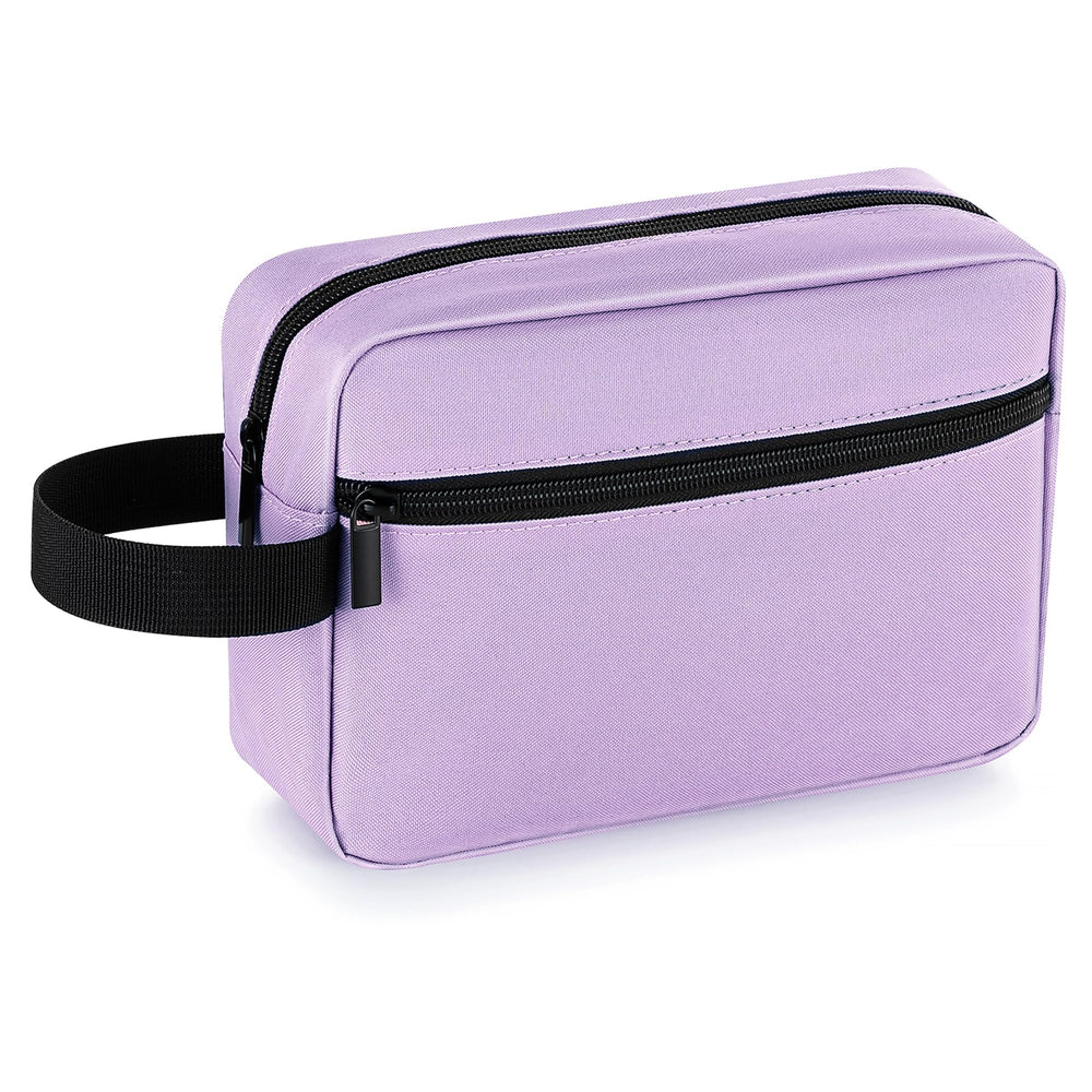 Elviros bolsa de aseo lavanda, vista frontal, ideal para ordenar cosméticos.