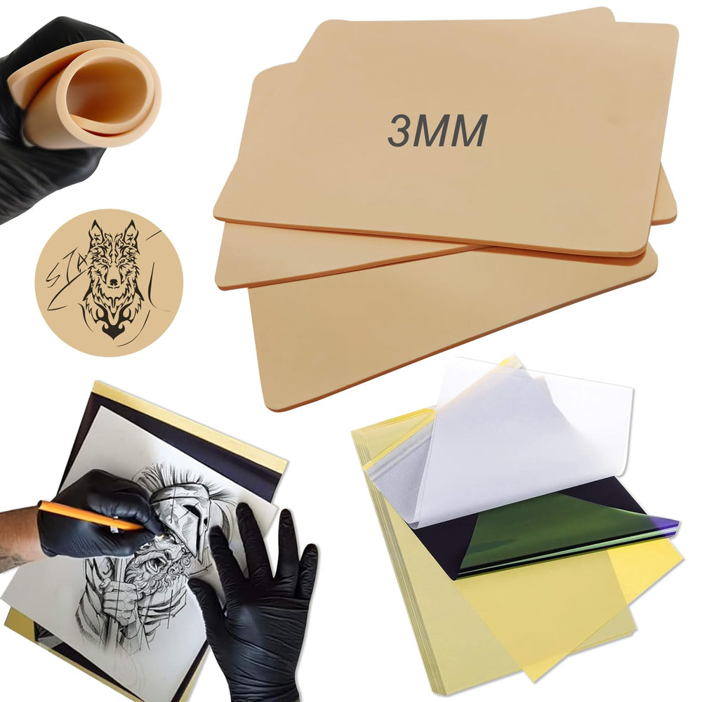 Emalla práctica de piel para tatuaje 3mm, ideal para practicar líneas y sombras.