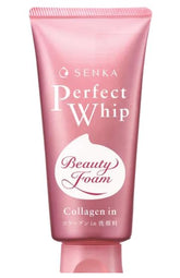 Embeauty Senka Perfect Whip con colágeno, espuma densa limpia sin resecar la piel.