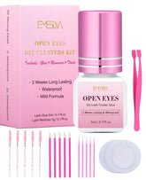 EMEDA kit pegamento clusters de pestañas ojos abiertos aplicacion suave en casa