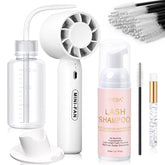 EMEDA Lash Shampoo Kit con ventilador portátil para secado rápido de pestañas