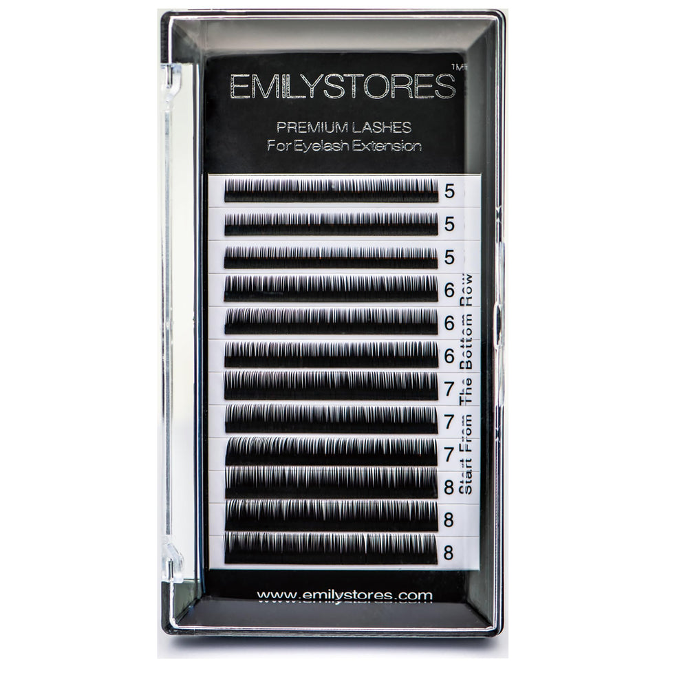 EMILYSTORES extensión inferior de pestañas, curva J, 0.10 mm, 5 mm, para look natural diario.