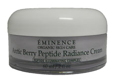 Eminence crema radiante de bayas árticas en envase, hidratación suave para todo el día.