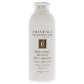 Dermafoliant Eminence Strawberry Rhubarb en bote, exfoliante suave para piel suave.