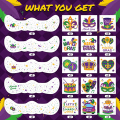 EMOME Mardi Gras face tattoo designs pack for quick party makeup