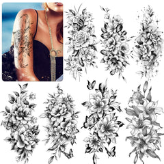 EMOME tatuajes temporales flores grandes en brazo, aspecto realista y duradero para fiesta o diario uso.