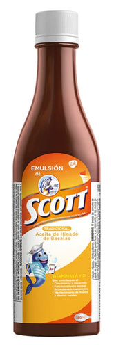 Emulsion de Scott Tradicional, botella de 180 ml para consumo diario.