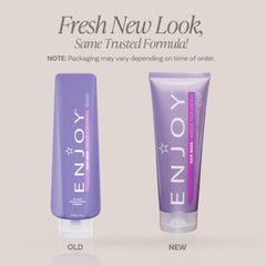 Aplicación de Enjoy Hair Mask en cabello húmedo para desenredar.