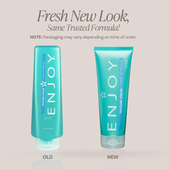 Enjoy Texture Cream label close-up highlighting color-safe formula for color-treated hair.