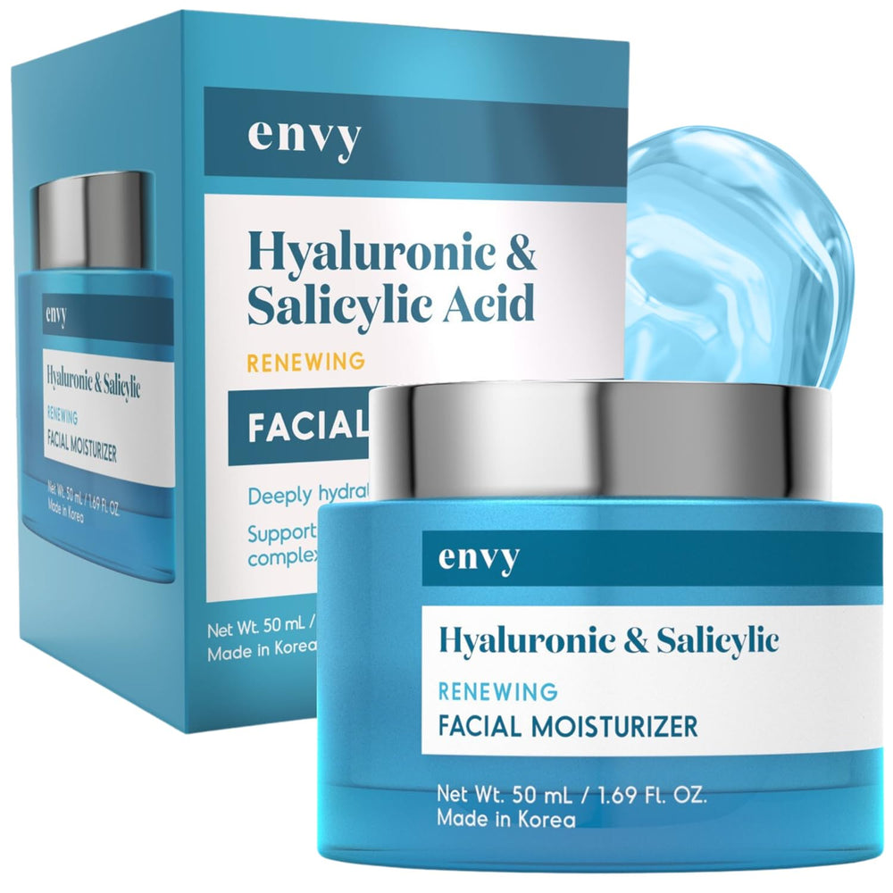 Envy crema facial hialurónico en botella para hidratación profunda.