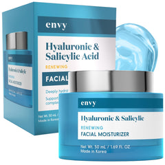 Envy crema facial hialurónico en botella para hidratación profunda.