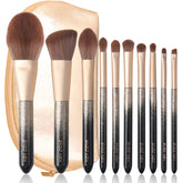 ENZO KEN set de brochas natural sable para rostro y ojos, acabado suave.