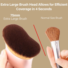 EOICCEOH kabuki brush with rose gold handle delivering even blend on décolletage and arms.