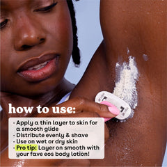 eos crema de afeitar vainilla: uso en ducha y en la piel.