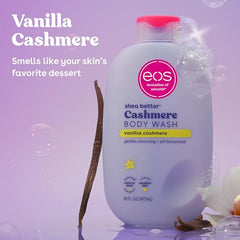 EOS Vanilla Cashmere Body Wash lather forming creamy foam for cleansing