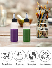 Botellas EOSAU de plástico claro con cierre hermético para evitar fugas.