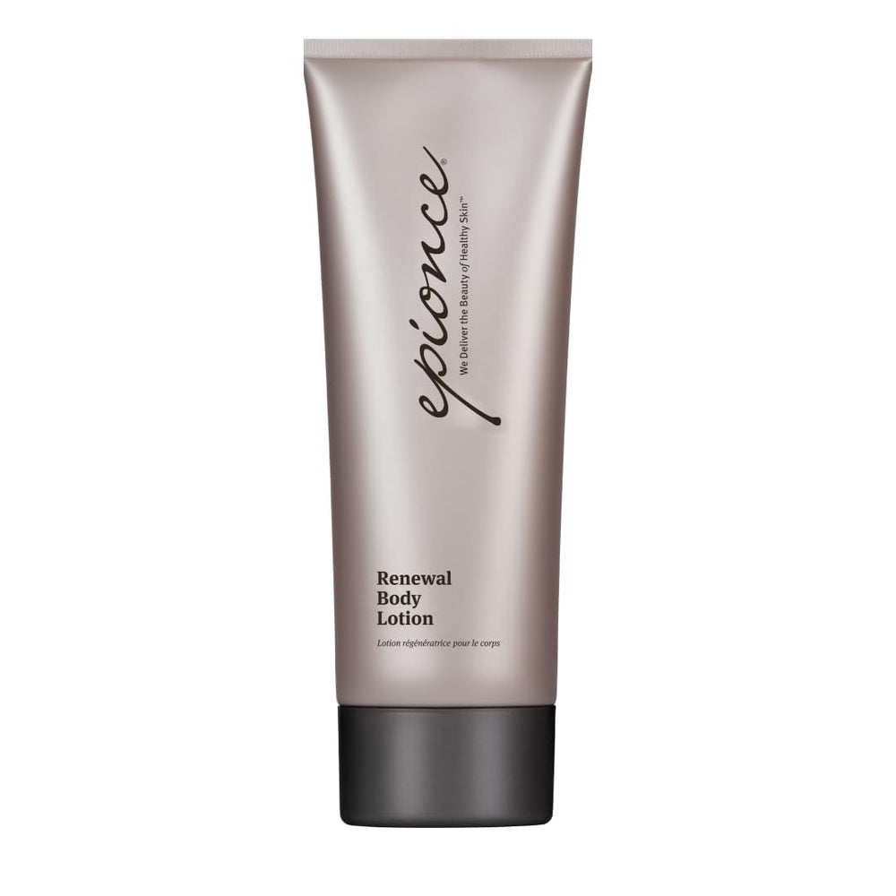 Epionce Renewal Body Lotion, botella frontal, hidratación suave para piel más firme.