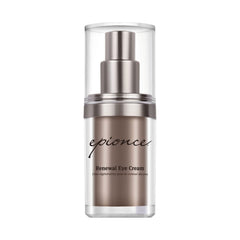 Epionce Renewal Eye Cream muestra aplicación suave en ojos para hidratación delicada.