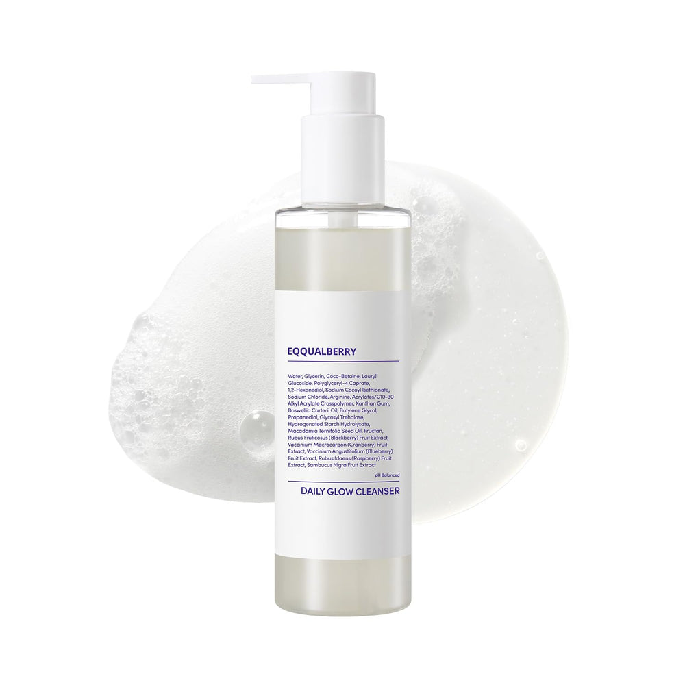 EQQUALBERRY Limpiador gel diario: botella que hidrata y potencia la luminosidad.