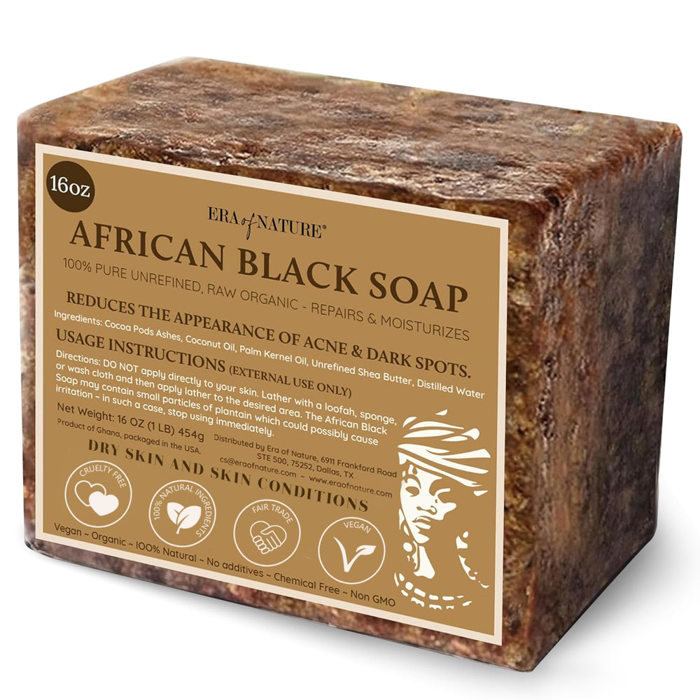 era of nature African Black Soap block – natural texture for cleansing