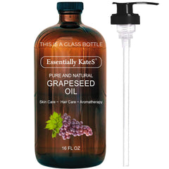 Essentially KateS aceite de semilla de uva en botella con bomba para hidratación capilar.