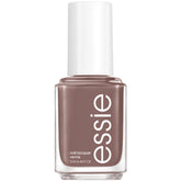 Esmalte essie Crochet Away en botella, tono gris marrón crema para cobertura uniforme.