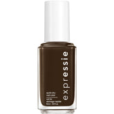 Esmalte Essie Expressie Toma el Espresso, acabado oscuro y secado rápido.