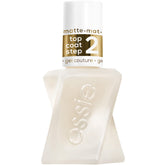 essie Gel Couture capa superior mate, acabado duradero sin lámpara UV.