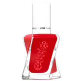 Vernis Essie Gel Couture rouge scarlet avec pinceau brillant pour une application fluide.