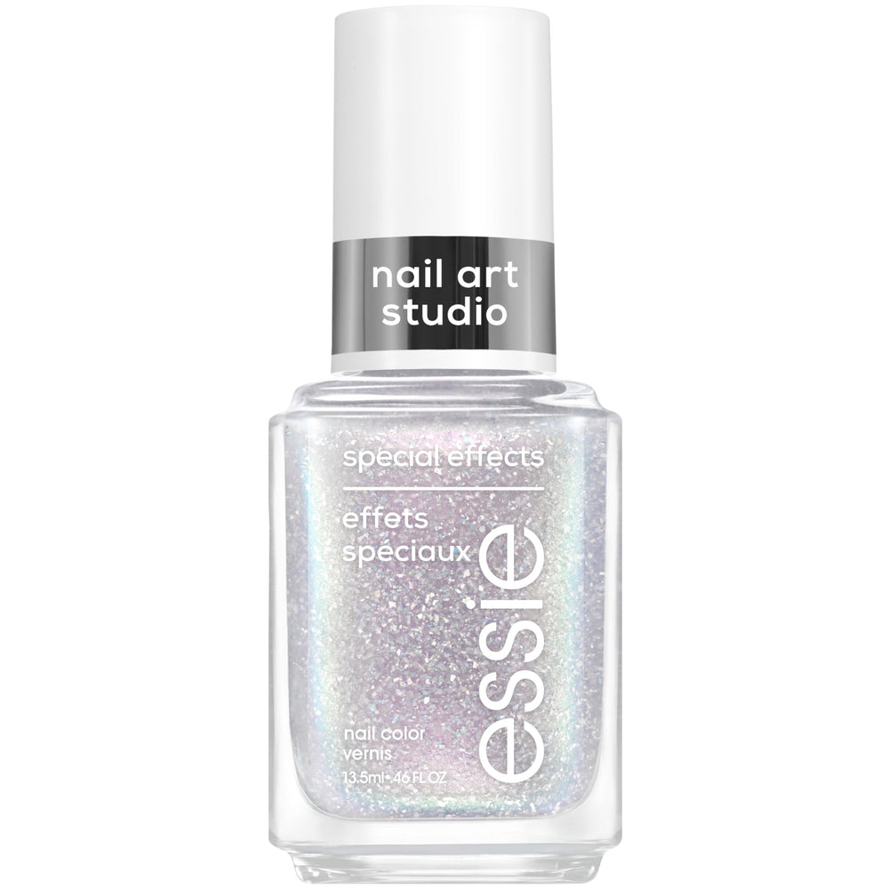 Esmalte essie con cromo holográfico y perlado morado para uñas brillantes