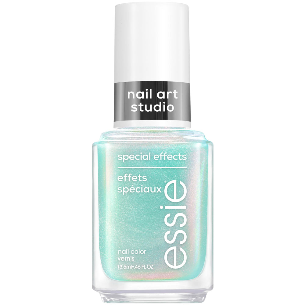 essie Mystic Marine: acabado cromo turquesa con perlas para acento brillante en uñas