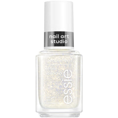 essie Separated Starlight en botella con escamas doradas para un acabado glamuroso.