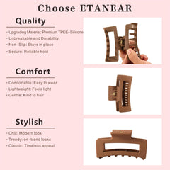 ETANEAR pinzas nube cabello con 14 dientes sujetan coletas gruesas.