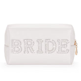 Etercycle bolsa de maquillaje novia con letra BRIDE brillante, ideal para lucir en la boda