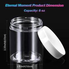 Eternal Moment envase 8 oz transparente con tapa blanca, perfecto para cremas.