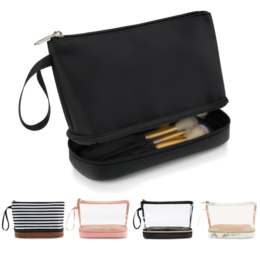 bolsa Ethereal de dos capas, capa superior para labiales y sombras, fácil acceso