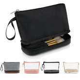 bolsa Ethereal de dos capas, capa superior para labiales y sombras, fácil acceso