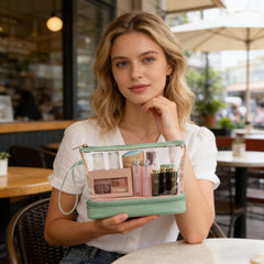 Ethereal bolsa maquillaje portátil con asa, ideal para viajar y usar sobre la marcha