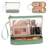 Ethereal bolsa maquillaje transparente con doble capa para organizar pintalabios y brochas