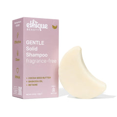 Ethique barra champú suave sin fragancia con manteca de cacao para cabello suave y manejable.
