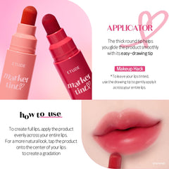 ETUDE Dear Darling Marker Tint Raspberry Pop, aspecto diario con tono Raspberry Pop.