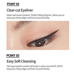 ETUDE Drawing Show Brush Eyeliner ofrece cepillo suave y flexible para trazos.