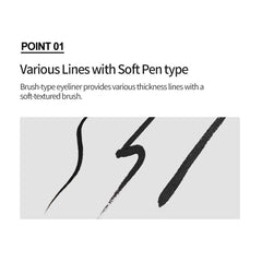 ETUDE Drawing Show Brush Eyeliner resiste agua y aceite para un acabado duradero.