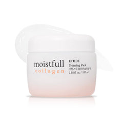 ETUDE mascarilla nocturna de colágeno en botecito, hidrata intensamente durante la noche.